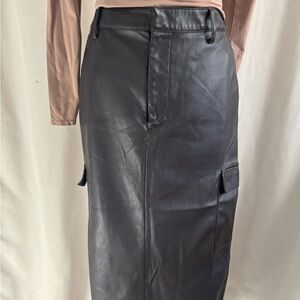 Gap Faux Leather Midi Cargo Skirt